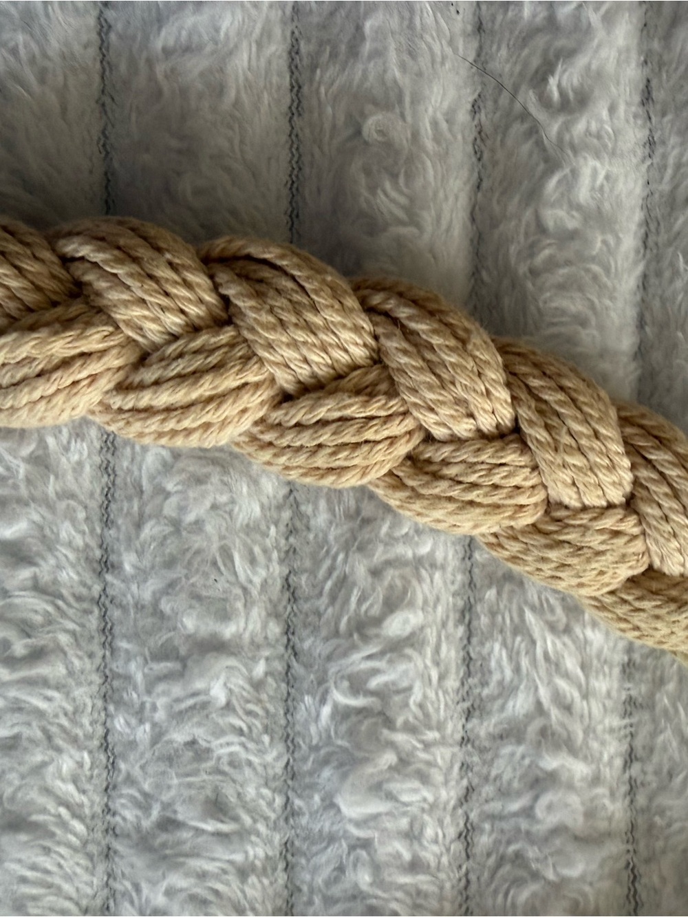 Braided Rope Necklace with Silver Coil Accent - Beige - Picture 4 of 4